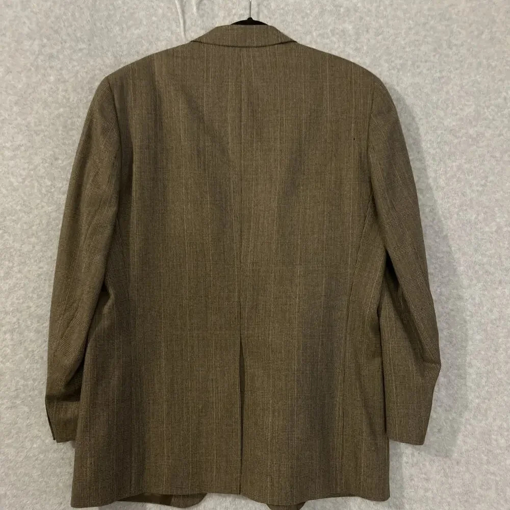 Polo University Club Ralph Lauren Brown Glen Plaid‎ Wool Blazer Sport Coat 43 T